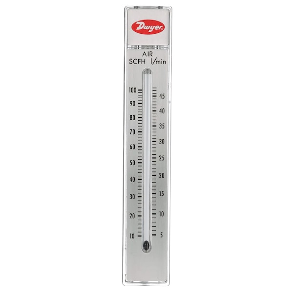 Flowmeter, range 10-100 SCFH/5-50 LPM air.